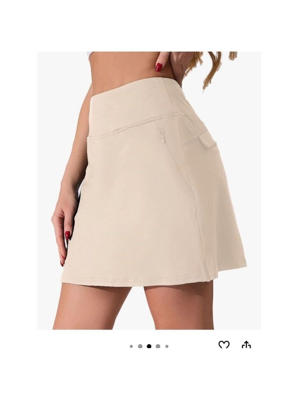 Oyamiki Golf Skirts High Waisted Skorts for Summer with 4 Pockets, Khaki, XL - Picture 3 of 10